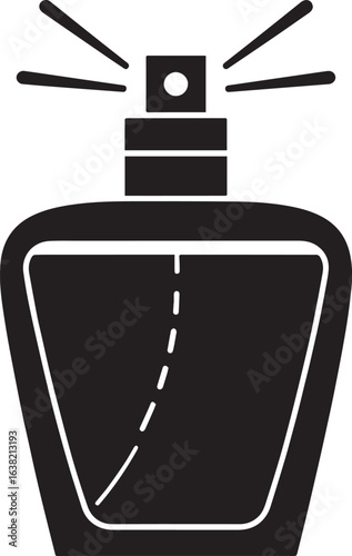 Perfume Bottle Silhouette in Black | Elegant Fragrance Container Illustration Vector Format