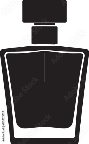 Perfume Bottle Silhouette in Black | Elegant Fragrance Container Illustration Vector Format