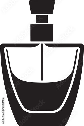 Perfume Bottle Silhouette in Black | Elegant Fragrance Container Illustration Vector Format