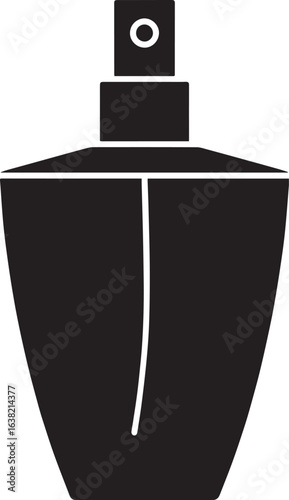Perfume Bottle Silhouette in Black | Elegant Fragrance Container Illustration Vector Format