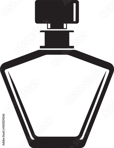 Perfume Bottle Silhouette in Black | Elegant Fragrance Container Illustration Vector Format