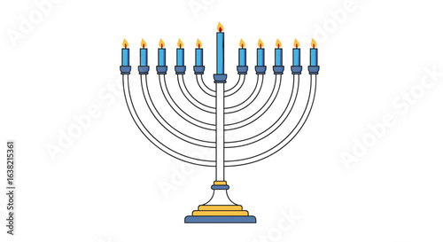 Traditional hanukkah menorah candle holder illuminating the festival of lights with warm glowing flames