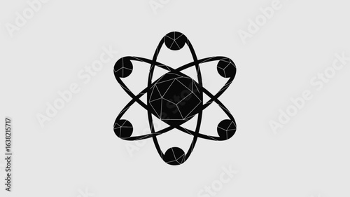 Striking atomic structure symbol represents scientific discovery, research, and the fundamental building blocks of matter, perfect for tech and education themes.