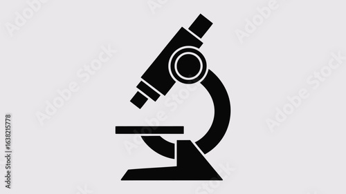 Discover the unseen world with this sleek, modern black microscope icon, perfect for scientific research, education, and medical innovation projects.