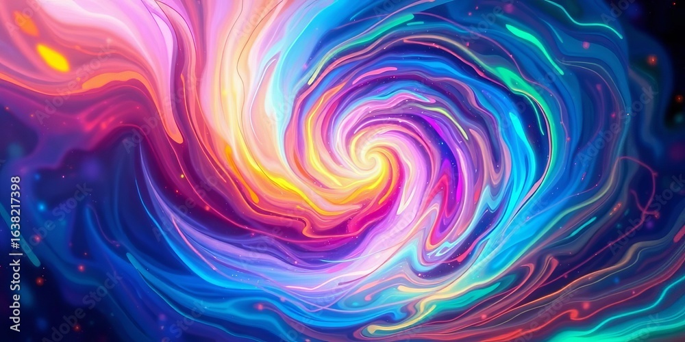 Fototapeta premium Swirling nebula of vibrant, iridescent colors creating a dynamic, abstract composition, wallpaper, energy