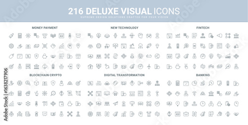 Cryptocurrency and blockchain, finance and digital transformation, mobile banking line icon set. Money transfer and exchange, virtual coins, tokens thin black outline symbols vector illustration