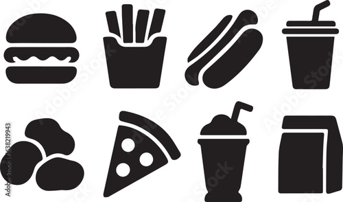 Food Delivery - thin line vector icon set. Pixel perfect. The set contains icons: Food Delivery, Pizza, Burger, Bread, Seafood, Vegetarian Food, Asian Food, Steak, Dessert.
