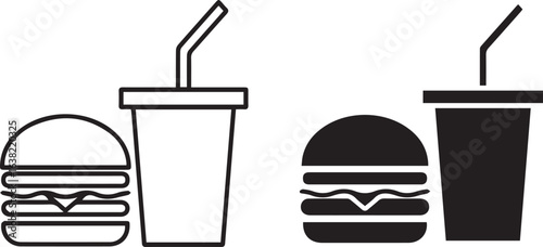 Food Delivery - thin line vector icon set. Pixel perfect. The set contains icons: Food Delivery, Pizza, Burger, Bread, Seafood, Vegetarian Food, Asian Food, Steak, Dessert.
