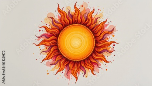 Wallpaper Mural watercolor sun with swirling rays, indian spiritual motif, no people Torontodigital.ca