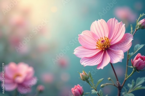 Delicate floral mandala, pastel hues, whimsical fairy aesthetic, digital, graphic, pastel