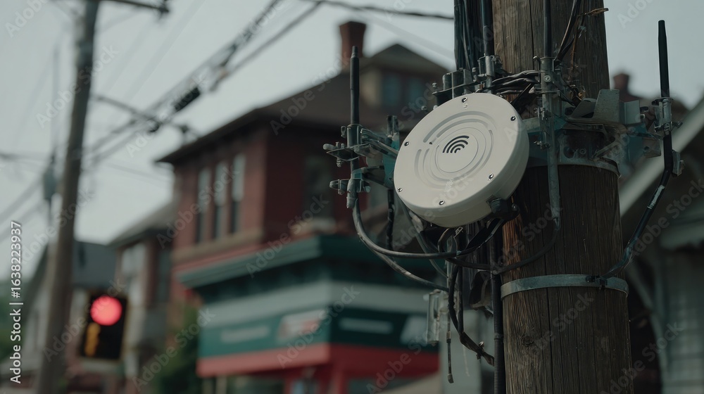 Fototapeta premium Smart sensor array installed on power lines for remote performance tracking