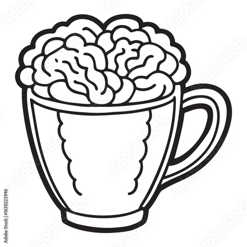 Conceptual illustration of a human brain contained within a glass cup