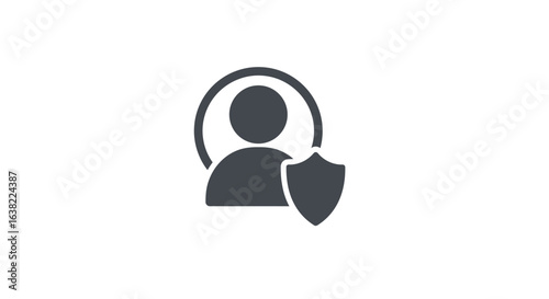 A simple icon showing a person silhouette protected by a shield, representing user security or data privacy.