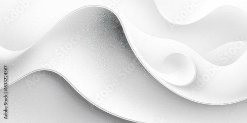 Abstract background featuring soft, overlapping curves in a monochromatic palette of white and gray, with a faint glitter effect.