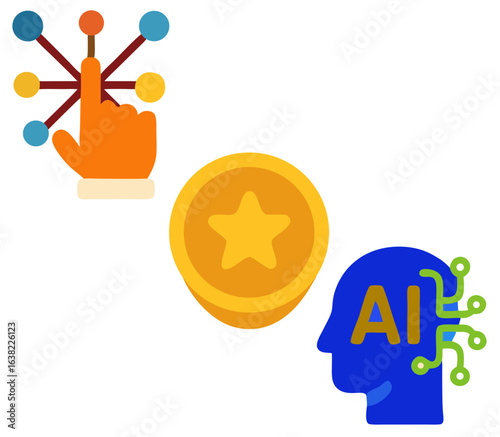 AI and Blockchain Technology Icon Set