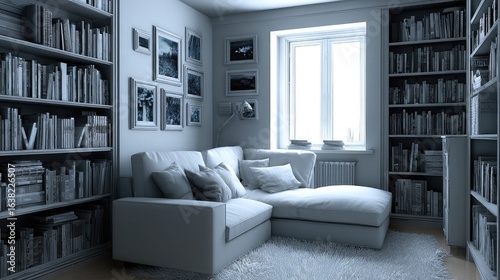 Minimal D modeling of interior design layout rendered with accurate lighting