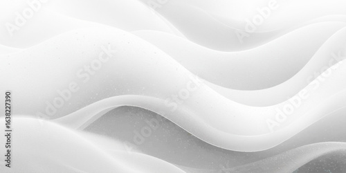 Abstract background featuring soft, overlapping curves in a monochromatic palette of white and gray, with a faint glitter effect.