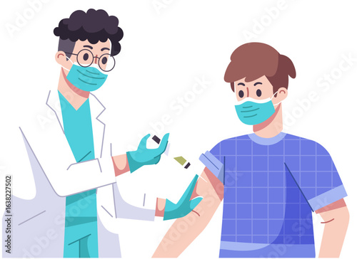 Doctor injecting Vaccine to Patient