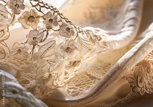 Elegant Lace Fabric Close-up in Soft Light