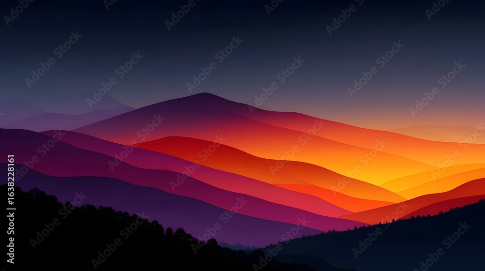 Fototapeta premium Serene Mountain Vista Sunset in Vibrant Colors