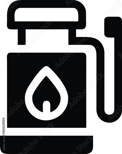 Fuel pump station icon black and white