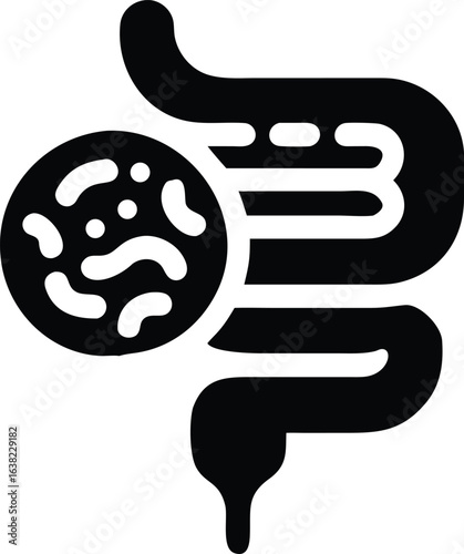 Intestines and pathogen concept illustration