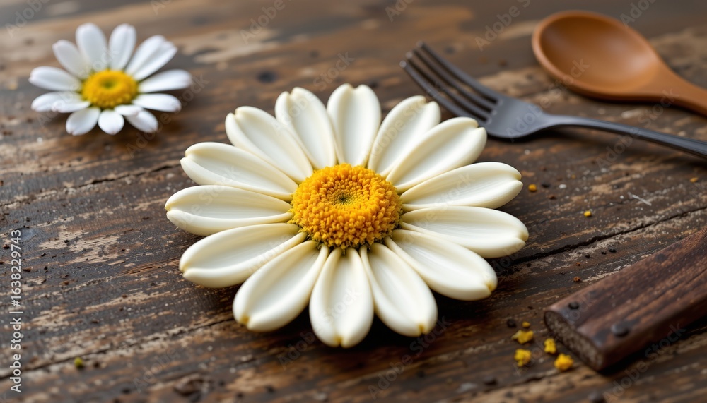 Obraz premium daisy shaped trivet on table, spring, no people, no text, no logo