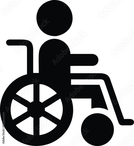 Wheelchair user accessibility icon black and white