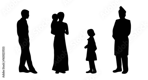 Indian people standing silhou...