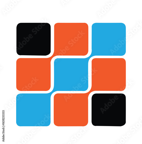 Poster inspired postmodern of vector abstract dynamic symbols with bold geometric shapes, useful for web background, poster art design, magazine front page, hi-tech print, cover artwork