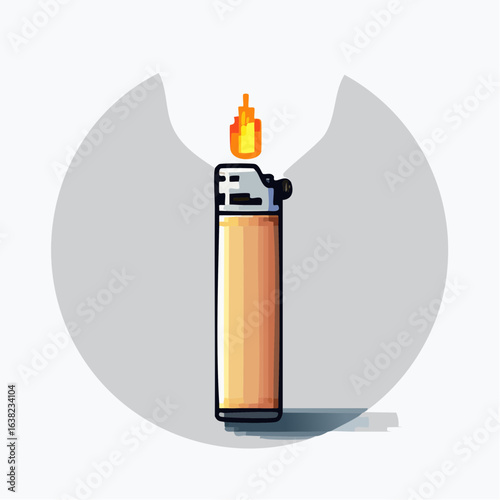 Joli briquet orange allumé, flamme