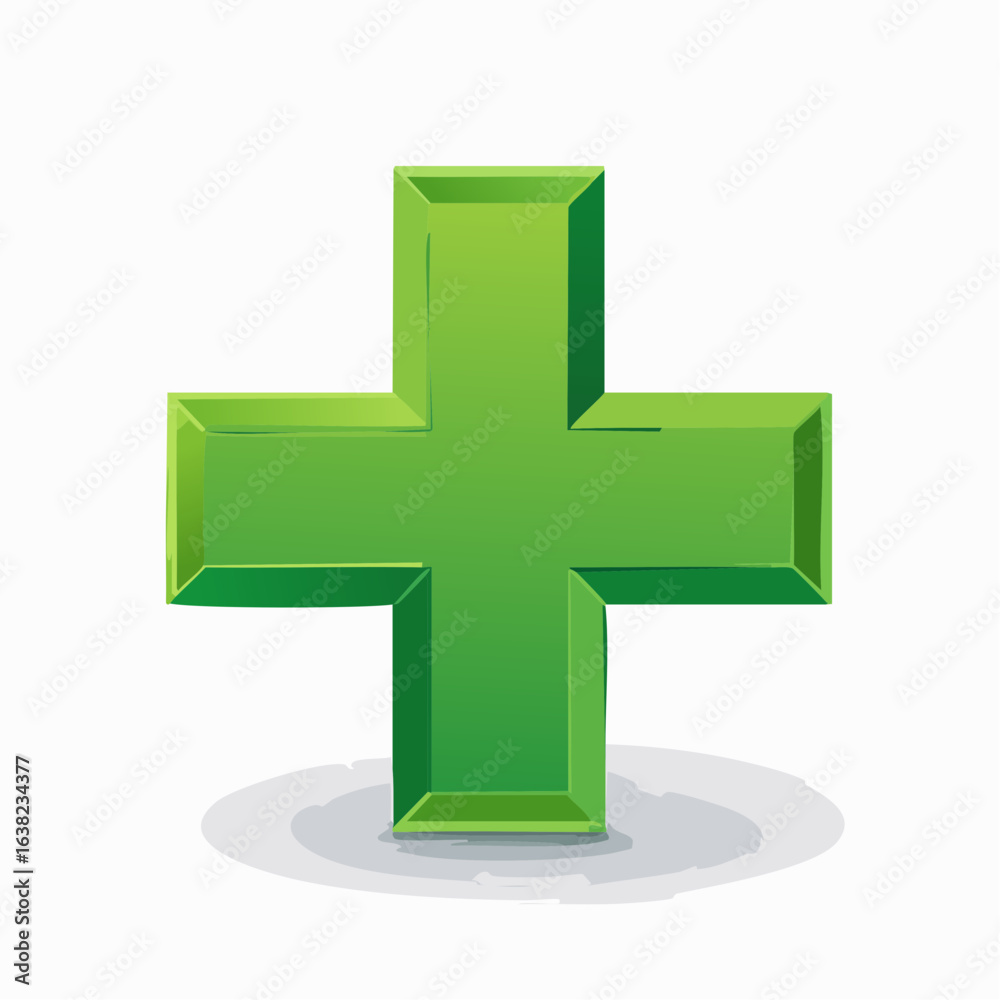 Obraz premium Croix verte en relief, fond blanc