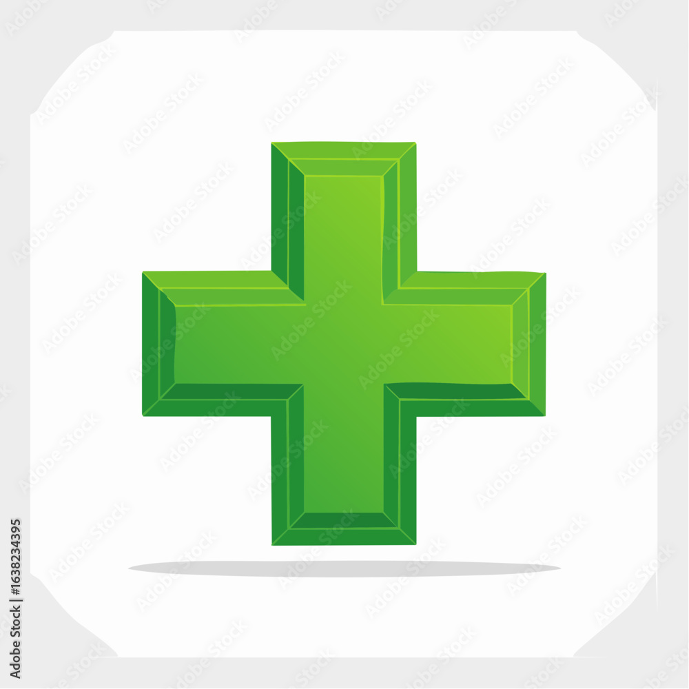 Fototapeta premium Croix verte en relief, fond blanc