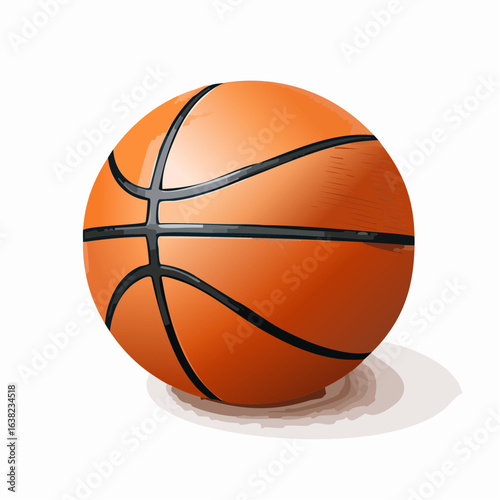 Ballon de basket en gros plan, fond blanc