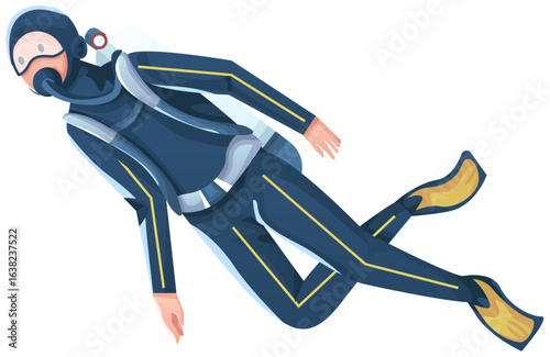 Diver Swimming Illustration
