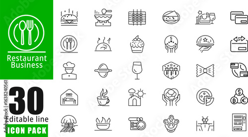 food and meals iconset for business. restaurent Business, food meals and payment system include in this package. Highquality icon set for food matter.