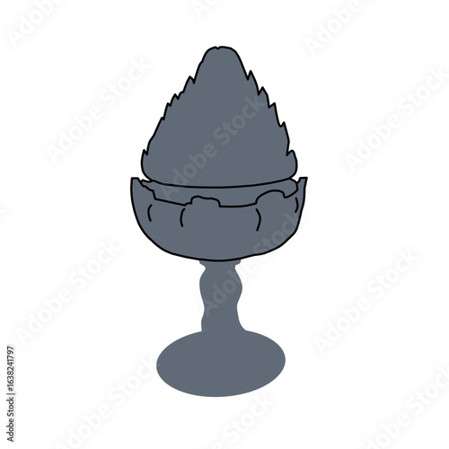 A silhouette of a decorative incense burner with a conical top, representing culture and relaxation.