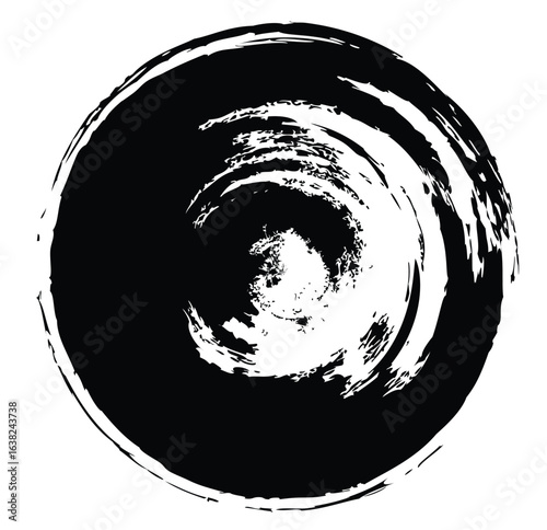 Vector ink grunge circle frame, abstract circle with brush stroke, Vector
