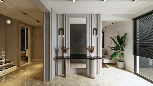 interior of a modern building, interior of a modern office, dresuar, holl, antre, villa