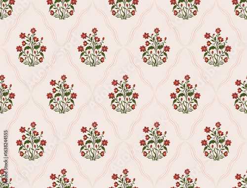 Vector Hand drawn colourful geometric flowers, seamless patterns with floral for fabric, textiles, clothing, wrapping paper, backdrop, banner, illustration, abstract backgrounds.

