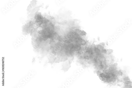 A swirling gray smoke cloud isolated on transparent background creates an atmospheric effect, perfect for adding depth and texture to designs