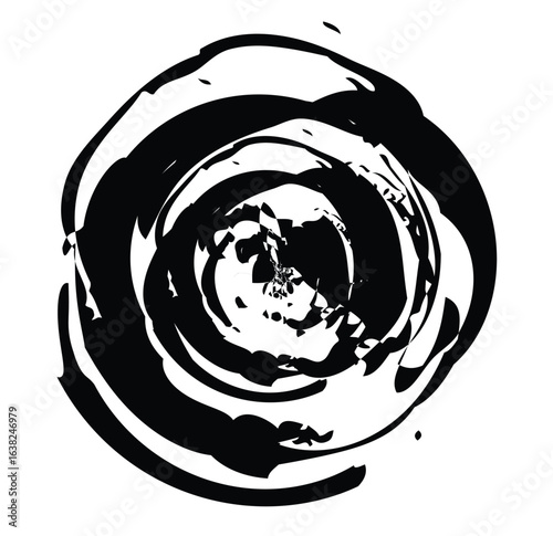 Vector ink grunge circle frame, Abstract circle with brush stroke, Vector illustration