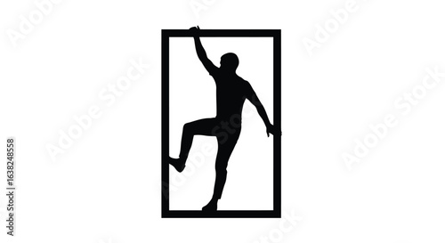 Vector illustration of a person is escaping from a box isolated on white background, seeking freedom