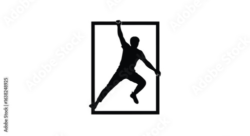 Vector illustration of a person is escaping through a window isolated on white background