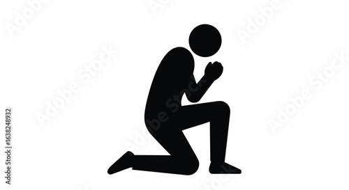 Vector illustration of a person is kneeling in prayer isolated on white background