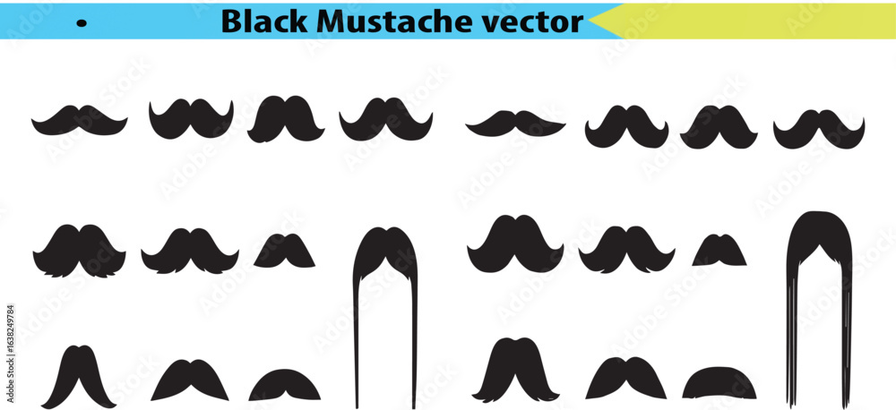 Fototapeta premium Black Mustaches Vector transparent background