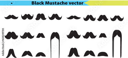 Black Mustaches Vector transparent background 