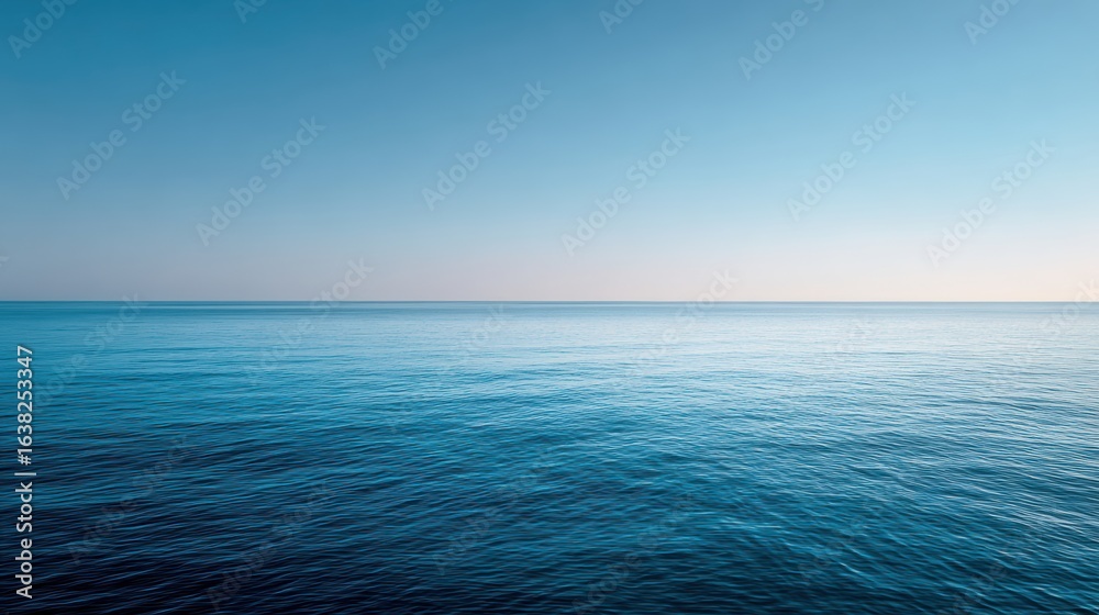 Fototapeta premium A serene view of the calm ocean waters under a clear blue sky, perfect for relaxation and tranquility.