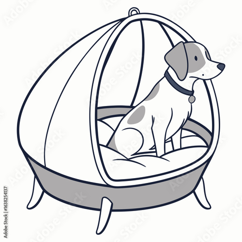 Dog resting in a modern pet bed cushion