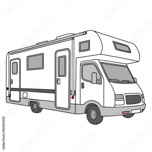 White camper van with grey accents and windows motorhome